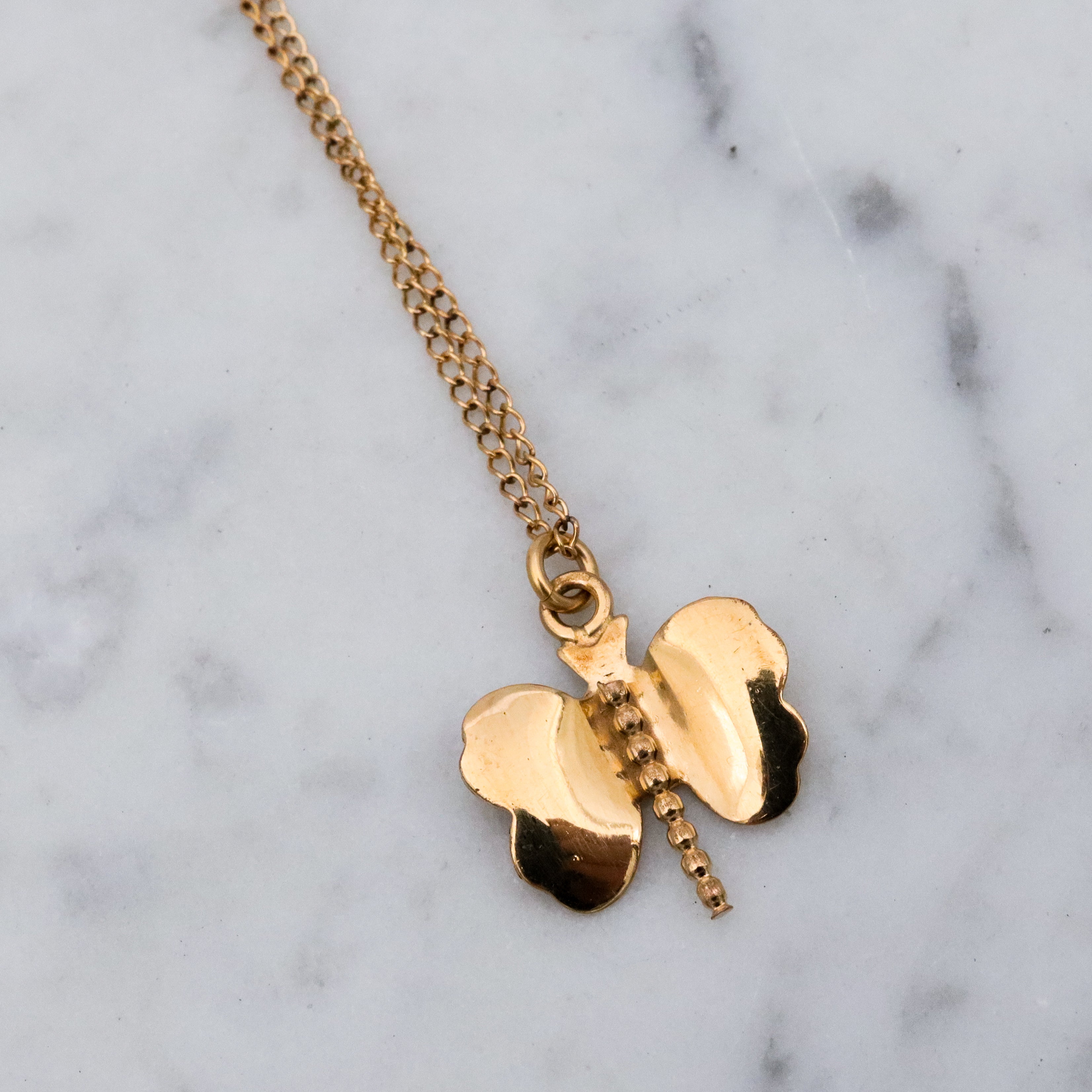 Mid Century 12k gold filled butterfly pendant necklace